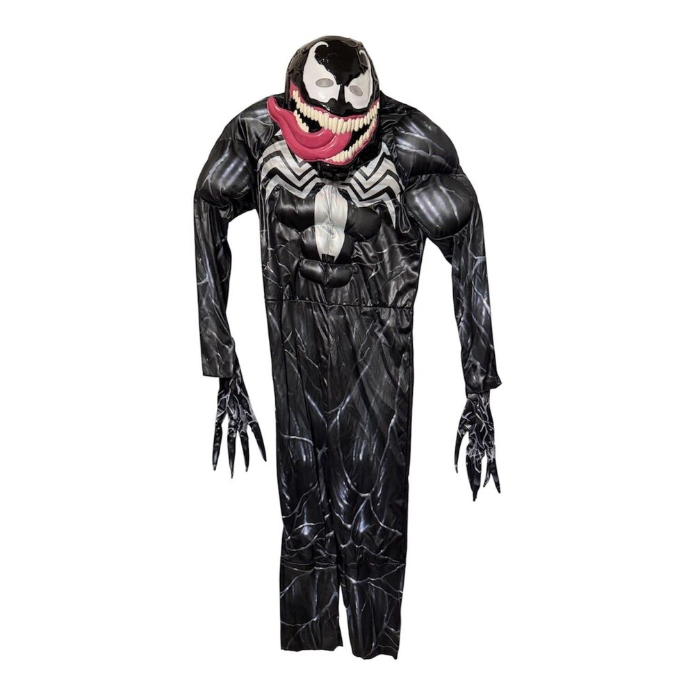 Marvel Venom Costume Child Large 12-14 Padded Jumpsuit Mask Gloves Complete - Picture 2 of 16